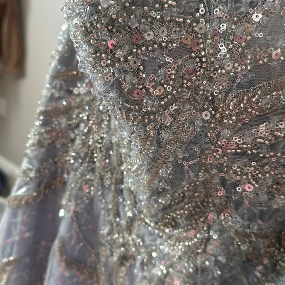 NWT Mac Duggal Stunning Cinderella Blue Rhinestoned Gown - Picture 5 of 5
